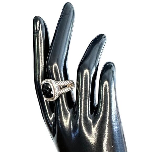 David Yurman Onyx & Diamond Albion Ring - Size 7 - Picture 6 of 14